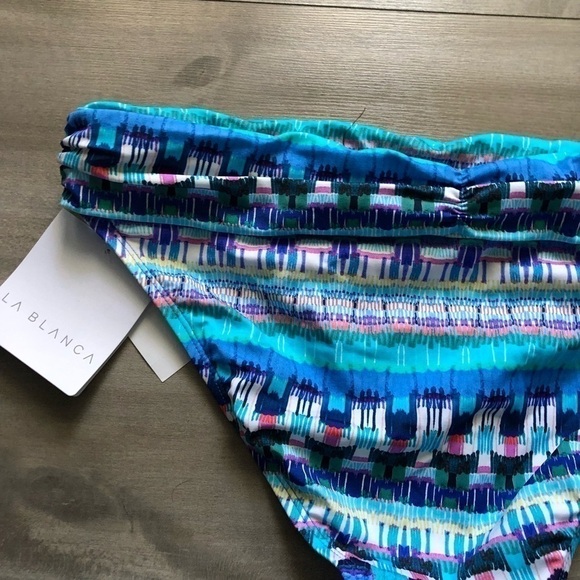 La Blanca Blue Pattern Bikini Bottom 10 - Picture 8 of 11